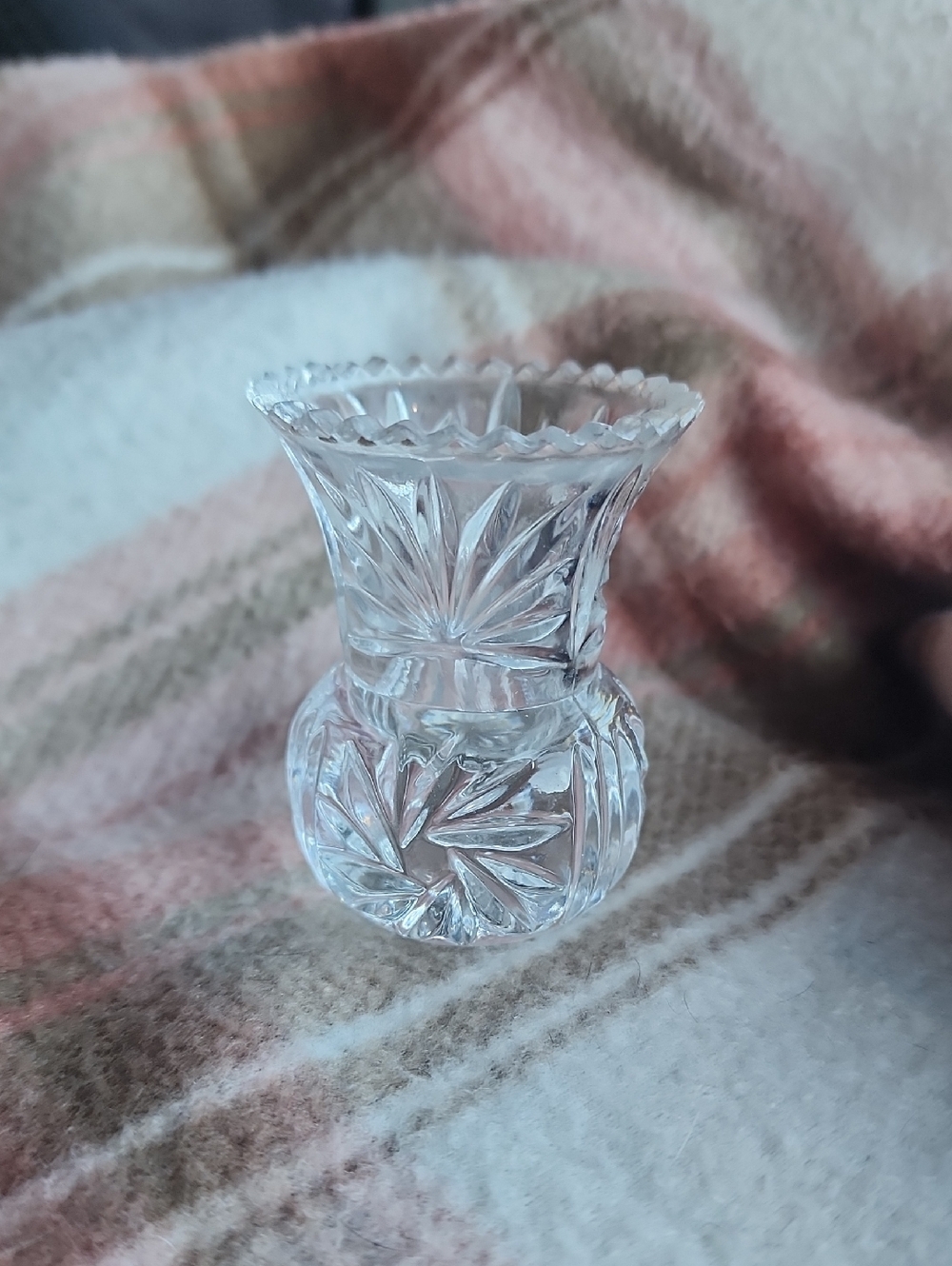 Vintage Toothpick Holder or Bud  Vase Etched Glass